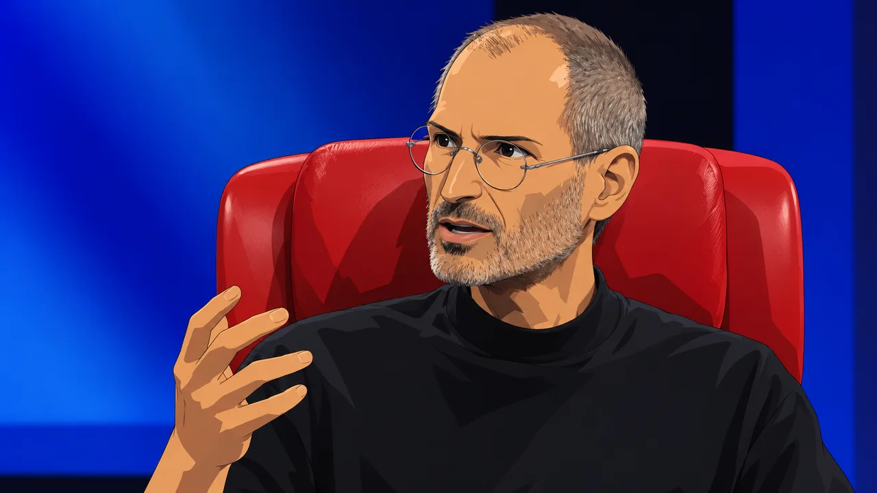Anime illustration for Steve Jobs in 2010, at D8 Conference (Full Video).