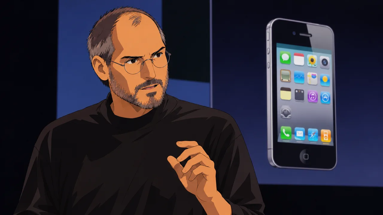 Anime illustration for 2010 - Steve Jobs - Steve Jobs at the Antennagate Press Conference.