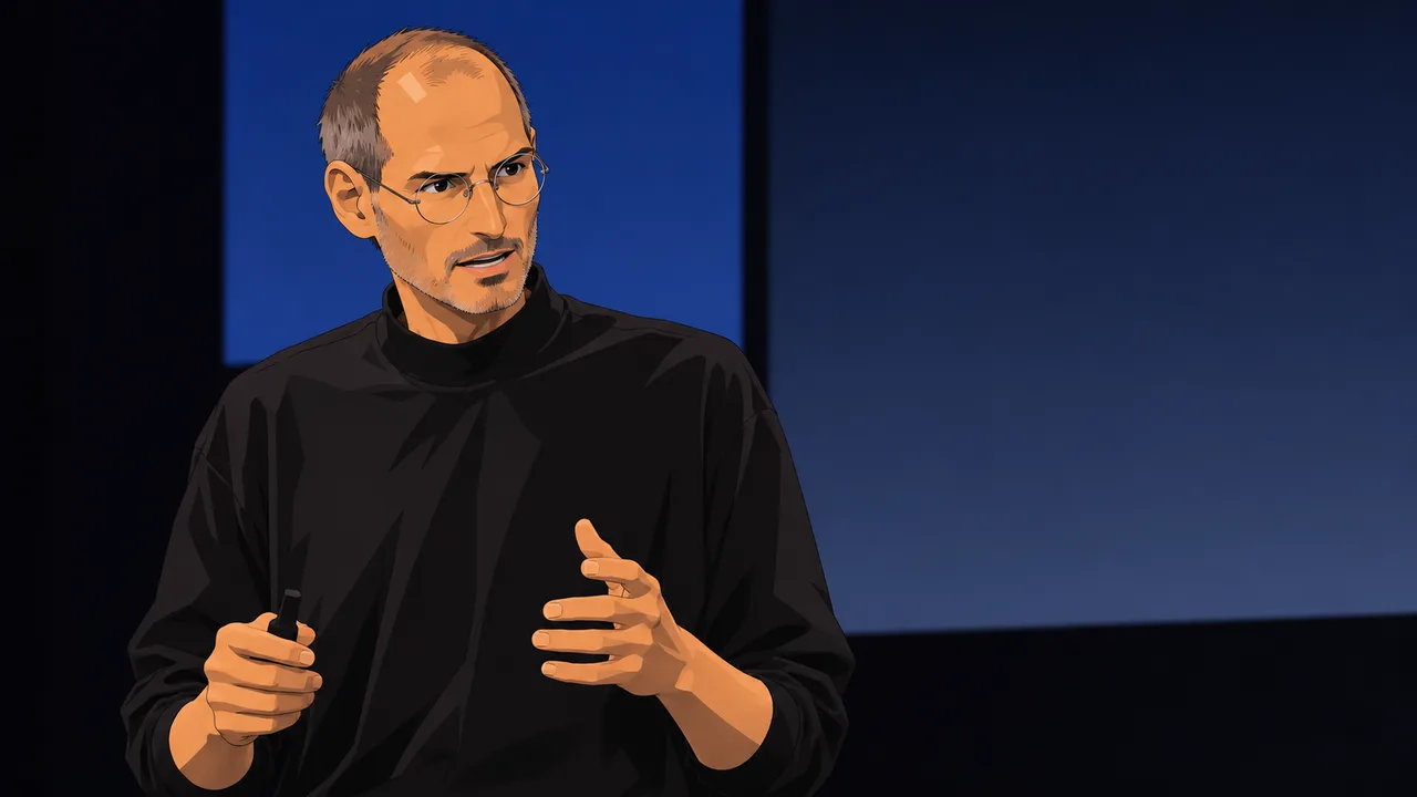 Anime illustration for Steve Jobs unveils new MacBook Air & OS X Lion (2010) - Back to the Mac.